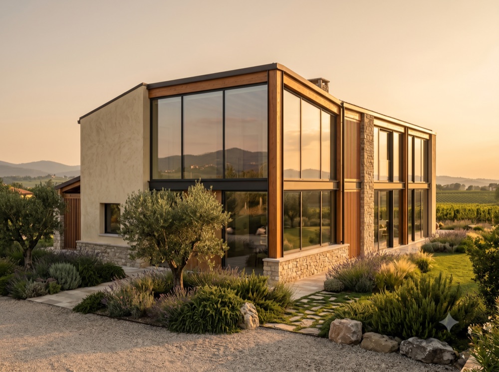 Casa moderna con grandi vetrate